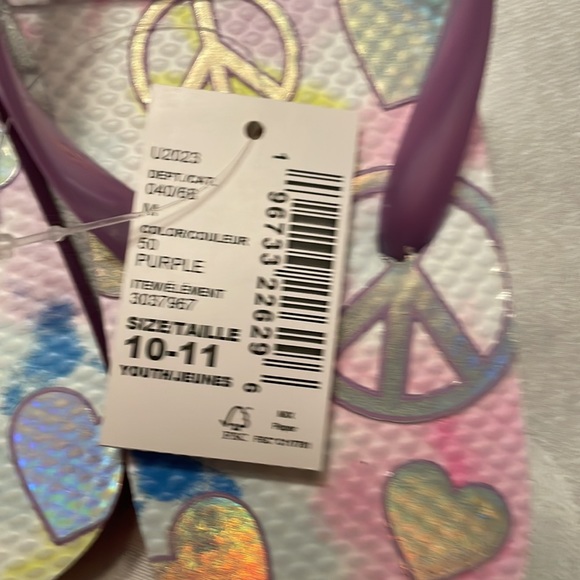 The Children Place peace sign flip flops, size 10/11, color purple - Picture 15 of 15
